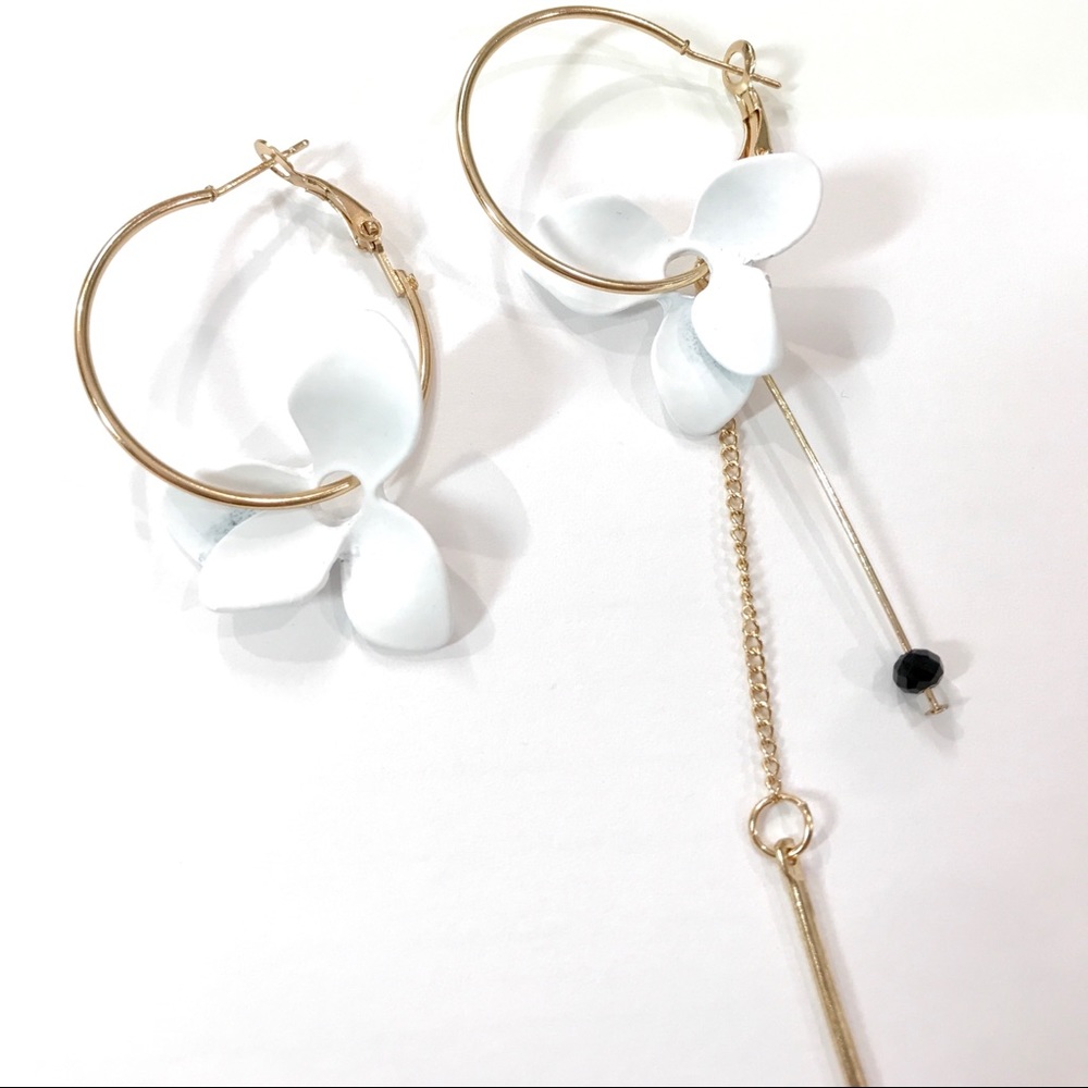 MODERN💙💎FLORAL💛ASSYMETRICAL💛BAR💛HOOPS💎💙DROP - Picture 5 of 8